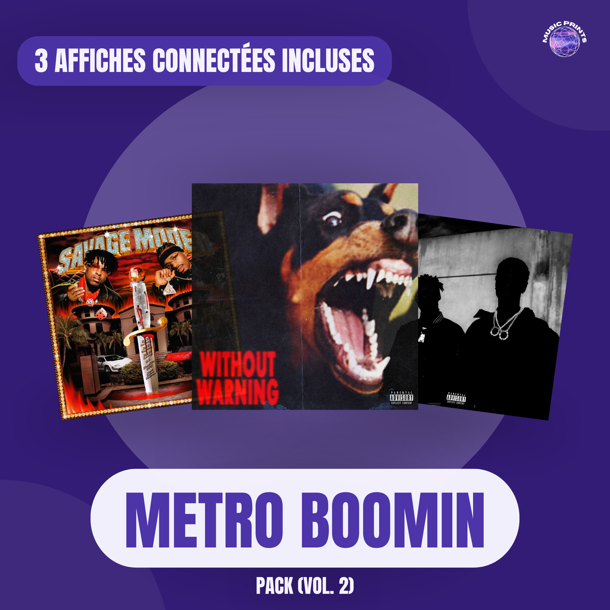 PACK Metro Boomin Vol. 2 - 3 affiches connectées Music prints poster connecté