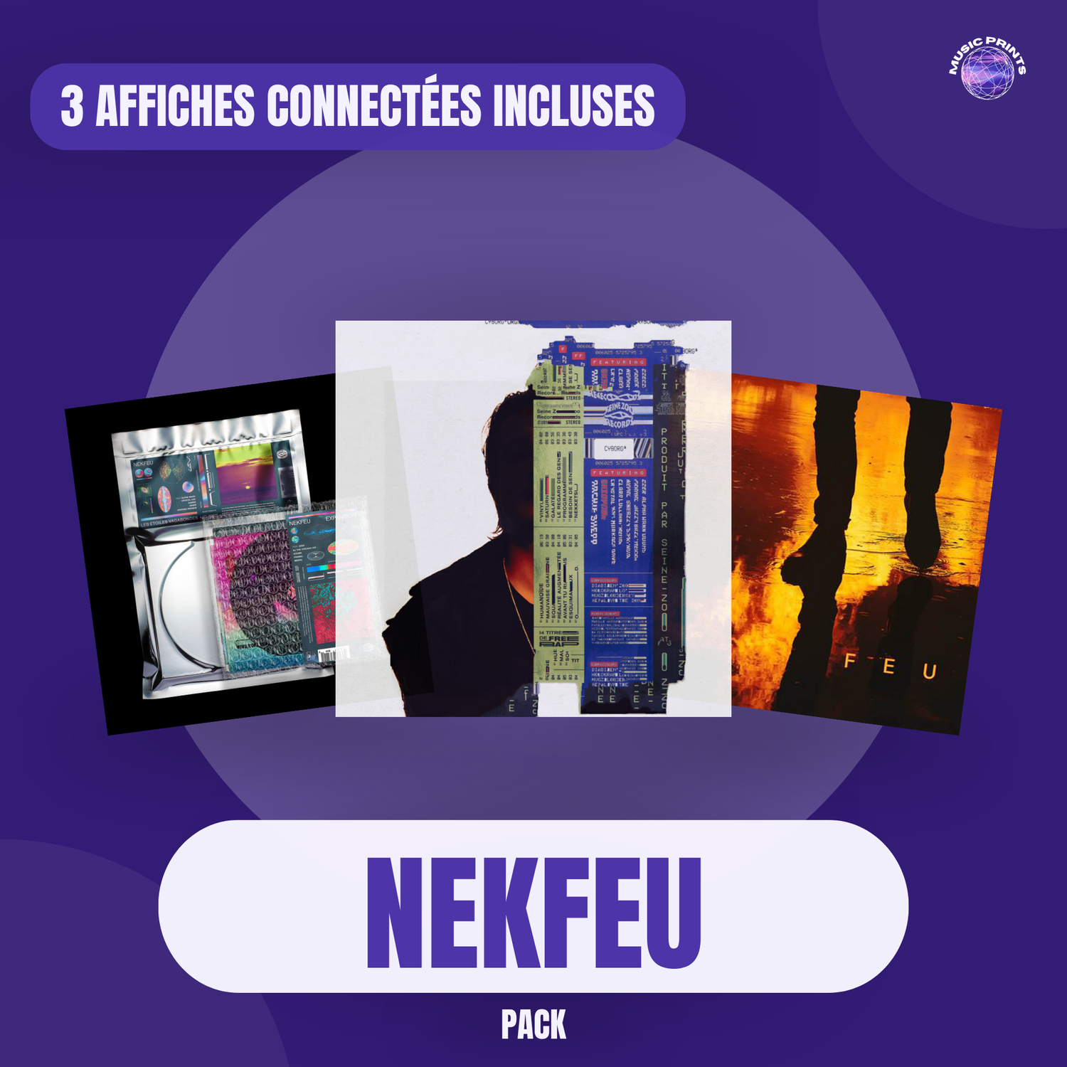 PACK Nekfeu - 3 affiches connectées Music prints poster connecté