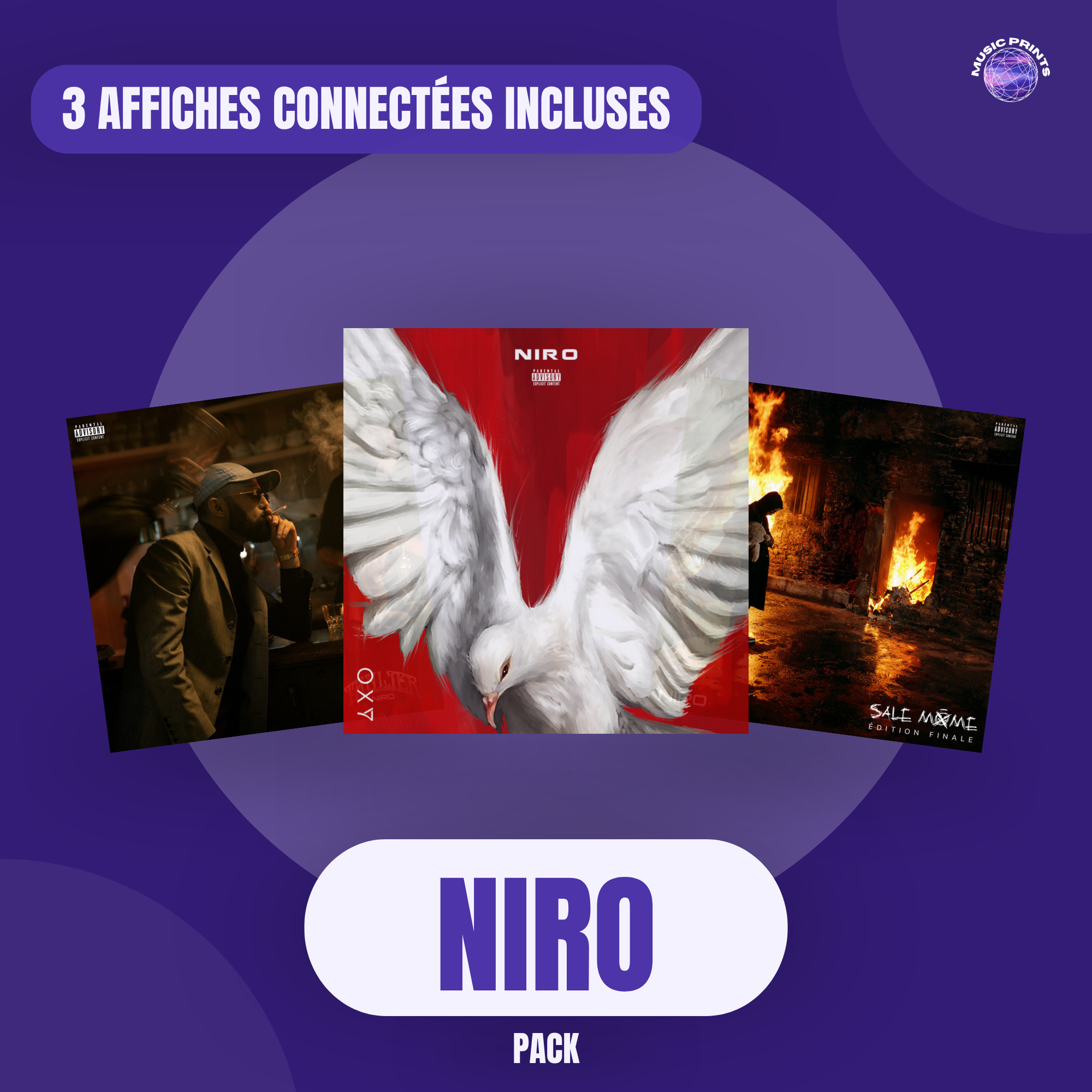 PACK Niro - 3 affiches connectées Music prints poster connecté