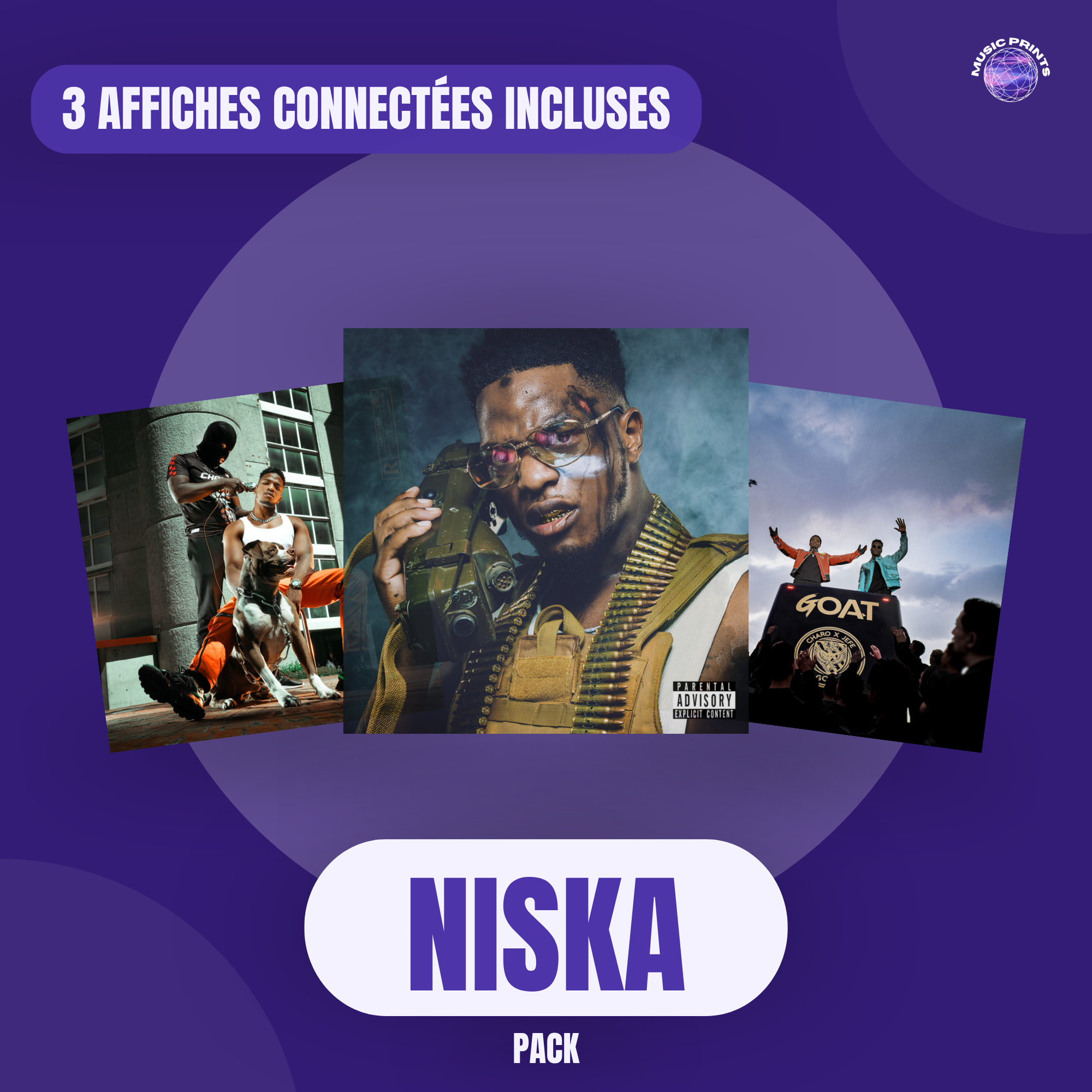 PACK Niska - 3 affiches connectées Music prints poster connecté