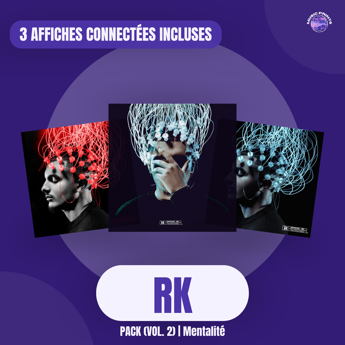 PACK RK Vol. 2 Mentalité - 3 affiches connectées Music prints poster connecté