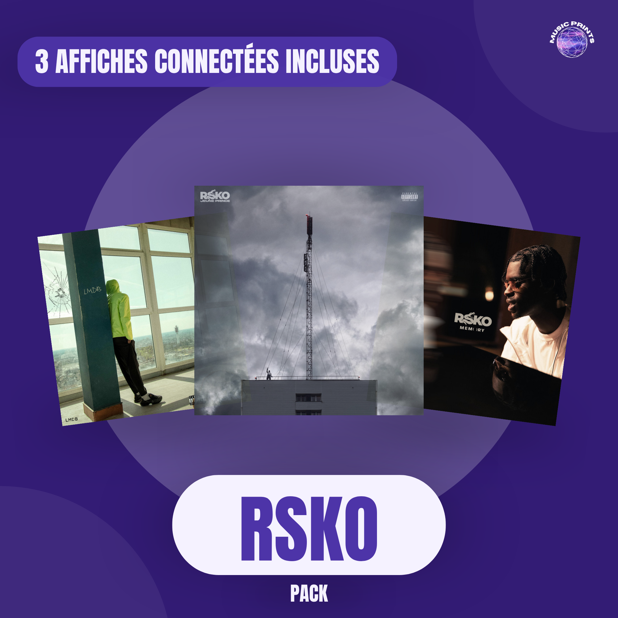PACK Rsko - 3 affiches connectées Music prints poster connecté