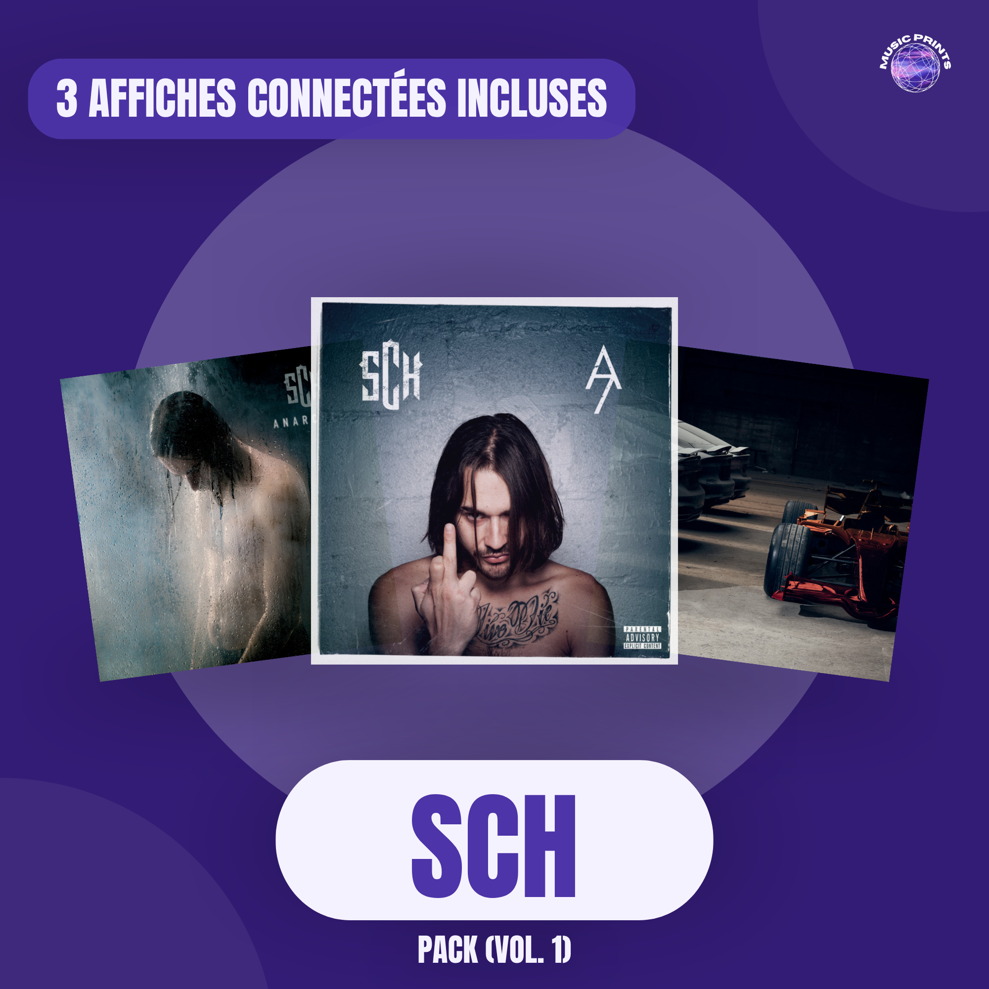 PACK SCH Vol. 1 - 3 affiches connectées Music prints poster connecté