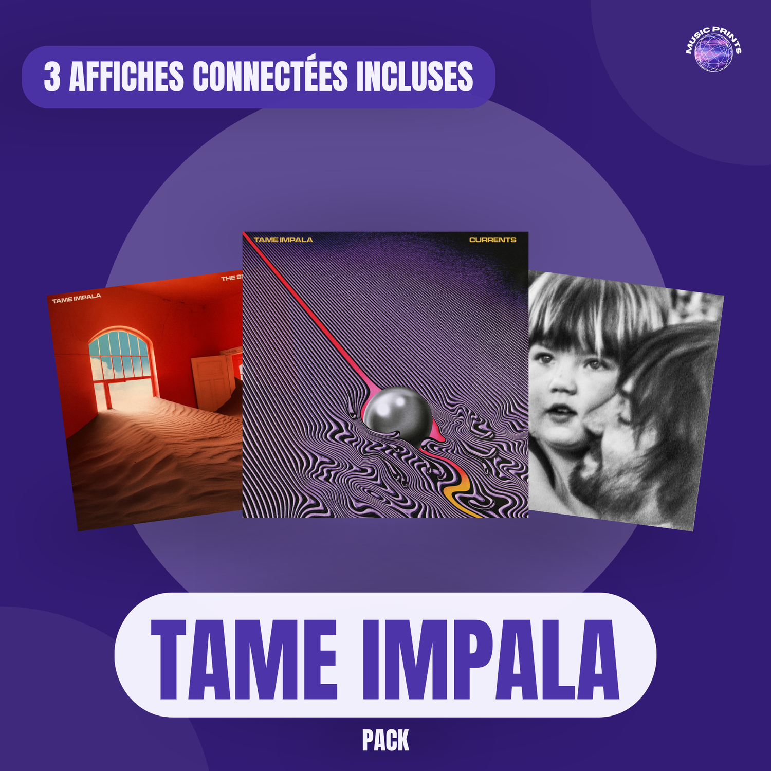 PACK Tame Impala - 3 affiches connectées Music prints poster connecté
