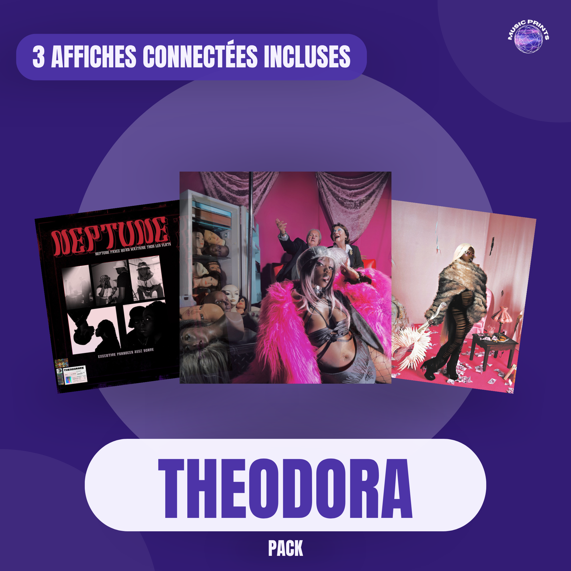 PACK Theodora - 3 affiches connectées Music prints poster connecté