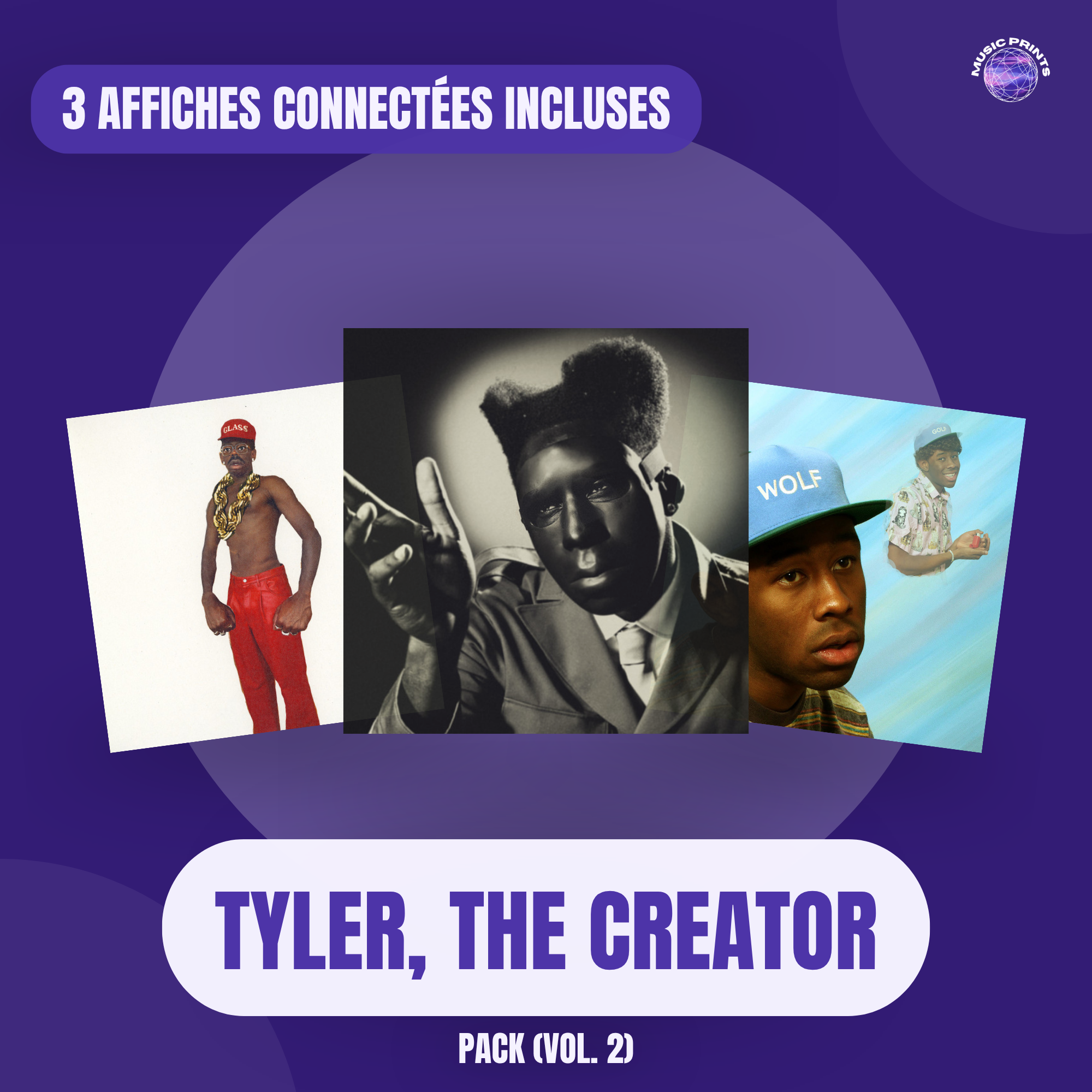 PACK Tyler, The Creator Vol. 2 - 3 affiches connectées Music prints poster connecté