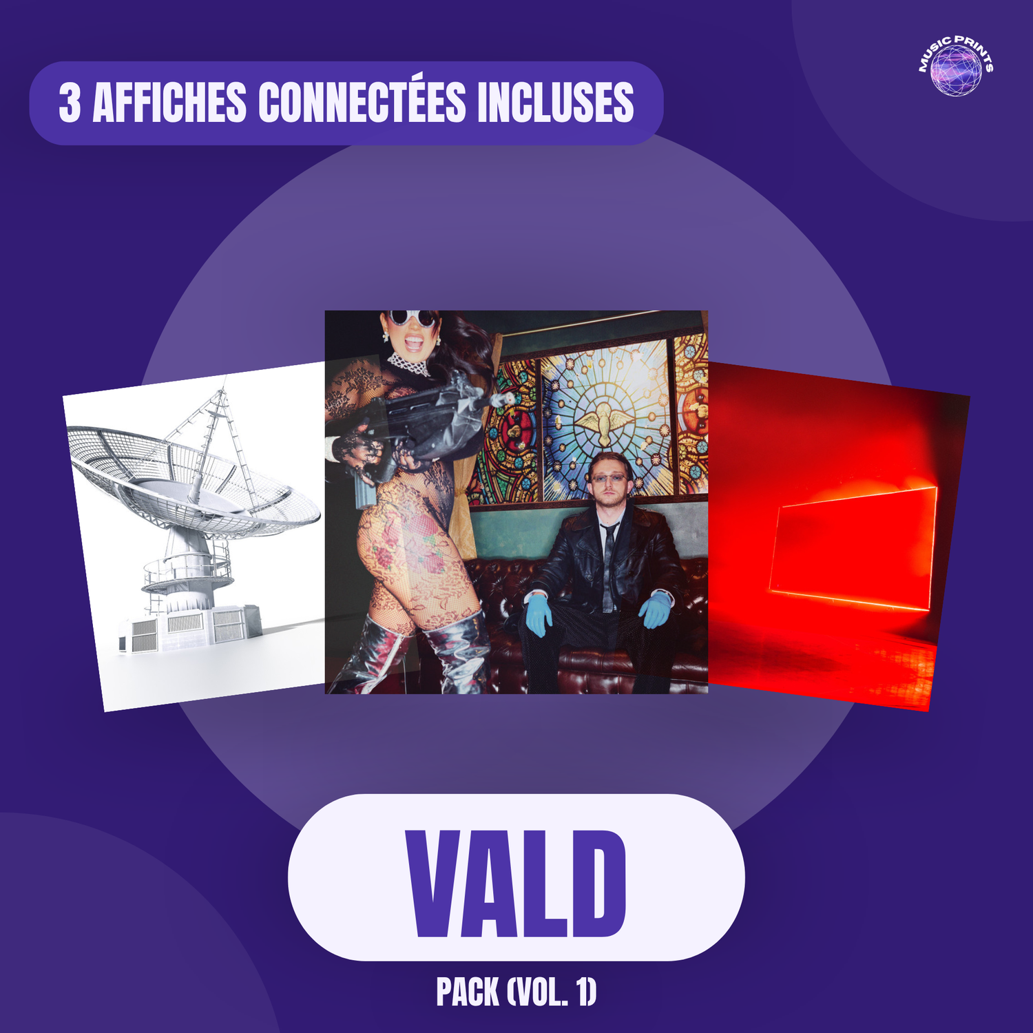 PACK Vald Vol. 1 - 3 affiches connectées Music prints poster connecté