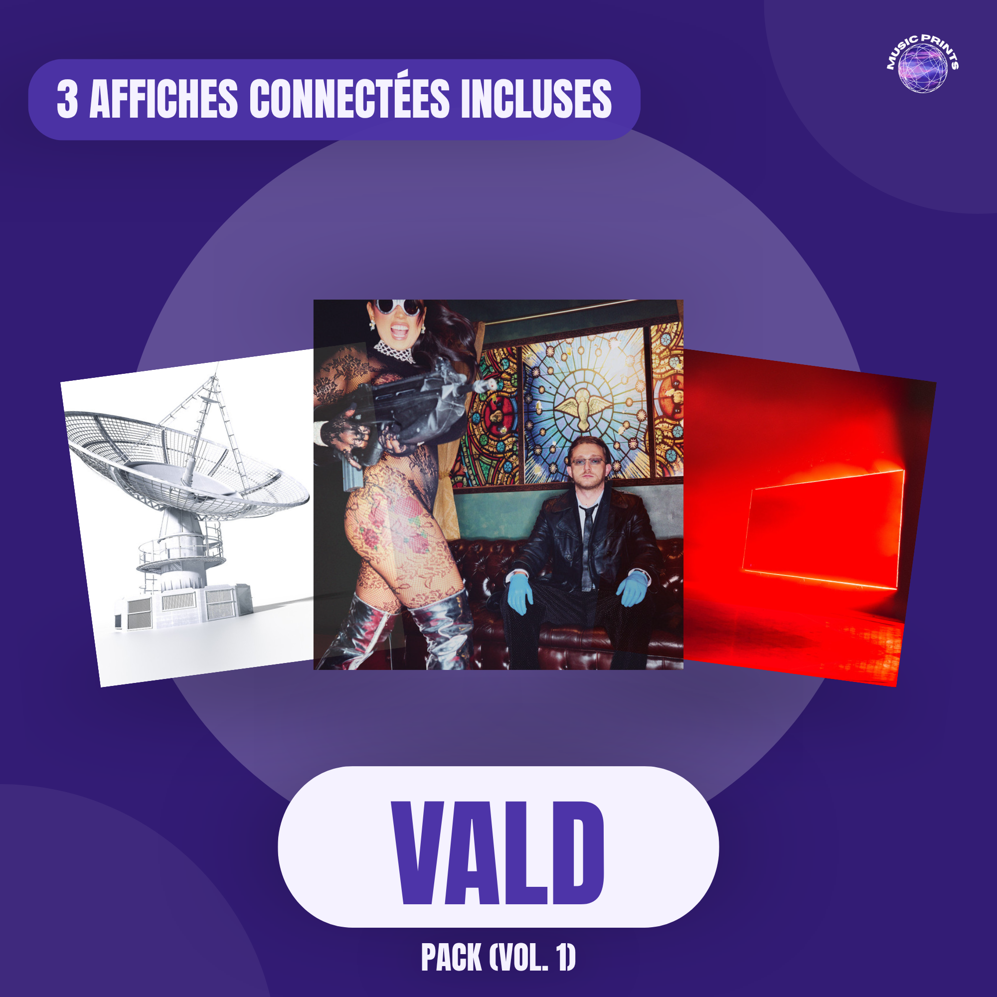 PACK Vald Vol. 1 - 3 affiches connectées Music prints poster connecté
