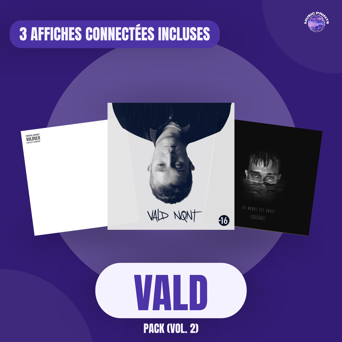 PACK Vald Vol. 2 - 3 affiches connectées Music prints poster connecté