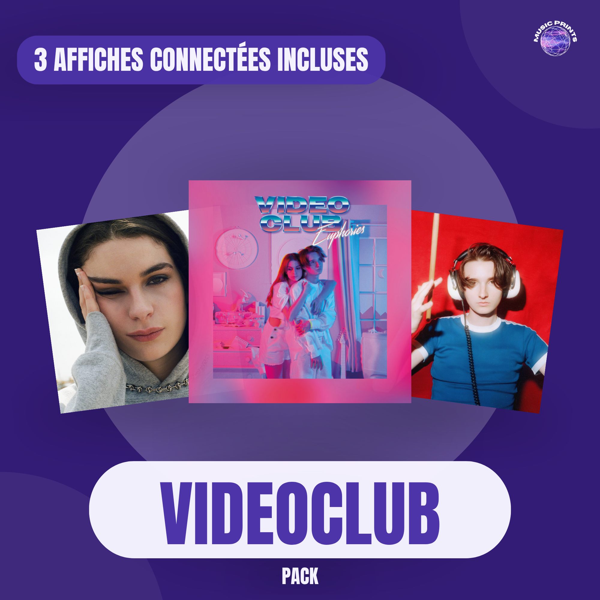 PACK Videoclub - 3 affiches connectées Music prints poster connecté
