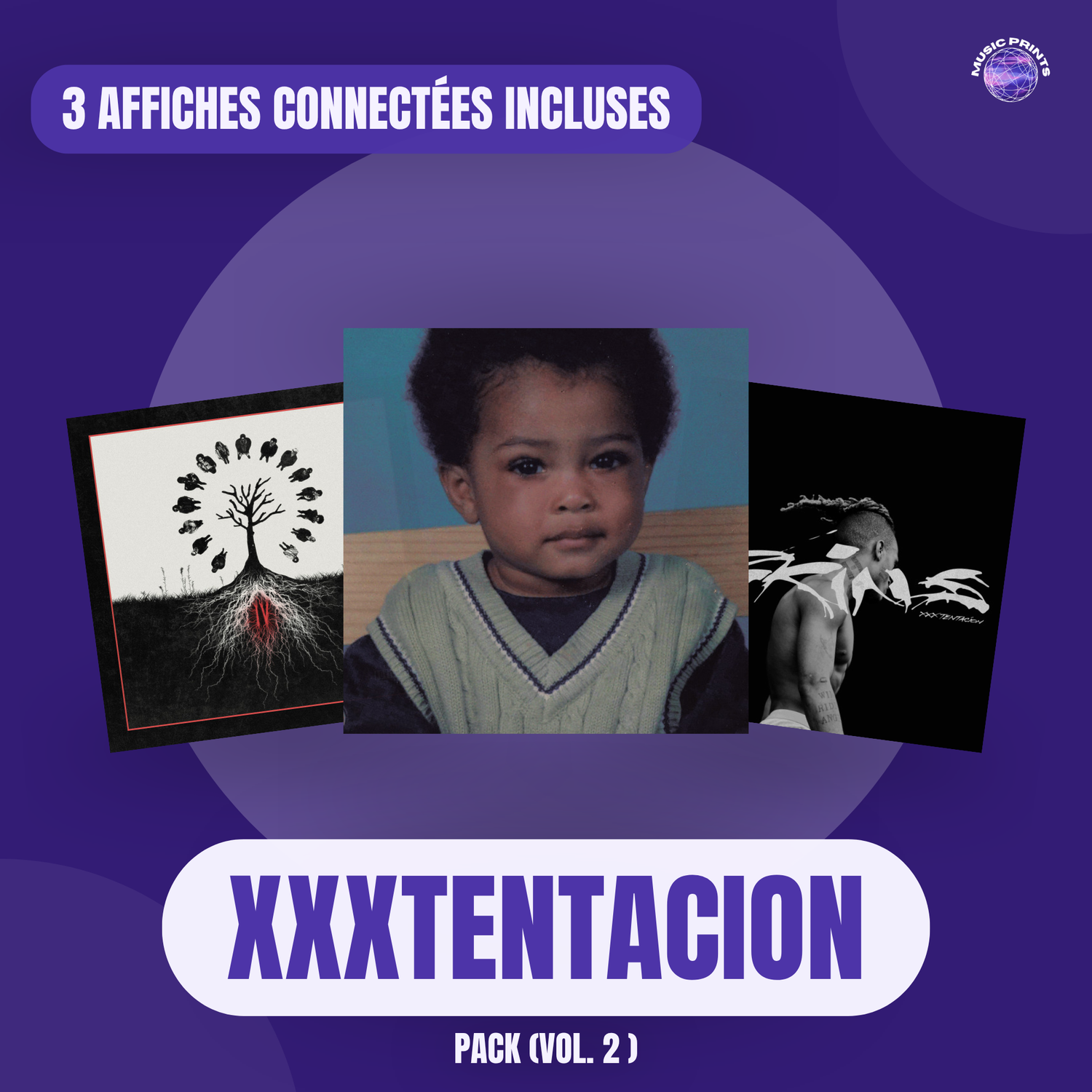 PACK XXXTENTACION Vol. 2 - 3 affiches connectées Music prints poster connecté