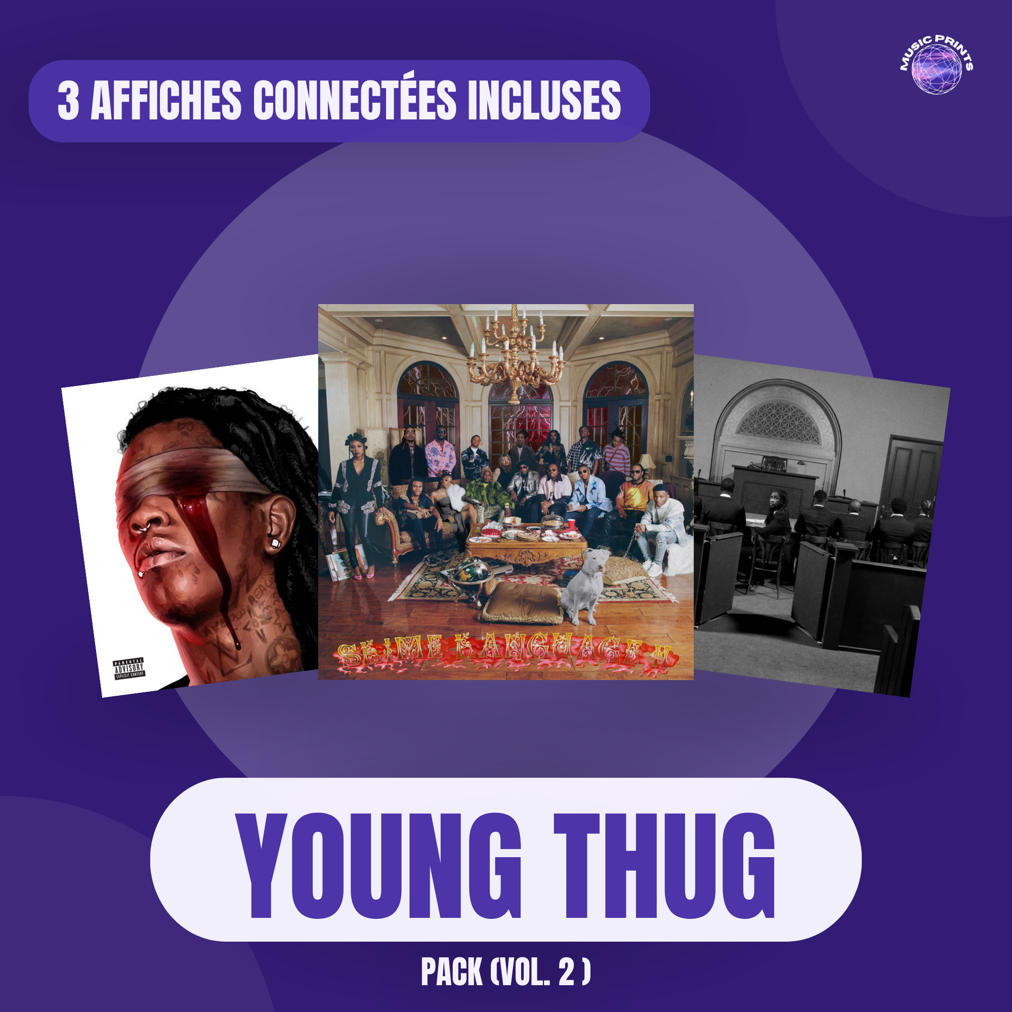 PACK Young Thug Vol. 2 - 3 affiches connectées Music prints poster connecté