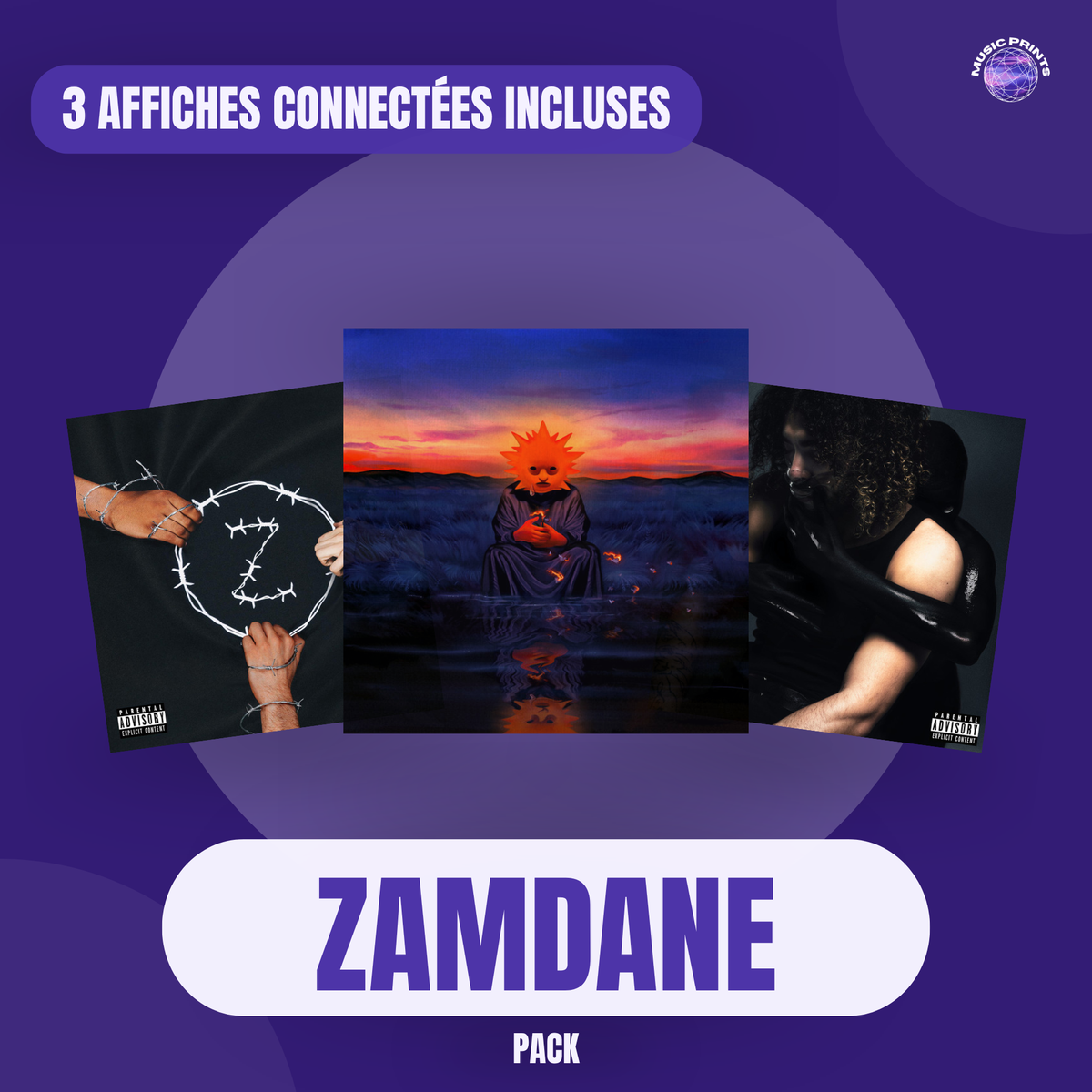 PACK Zamdane - 3 affiches connectées Music prints poster connecté
