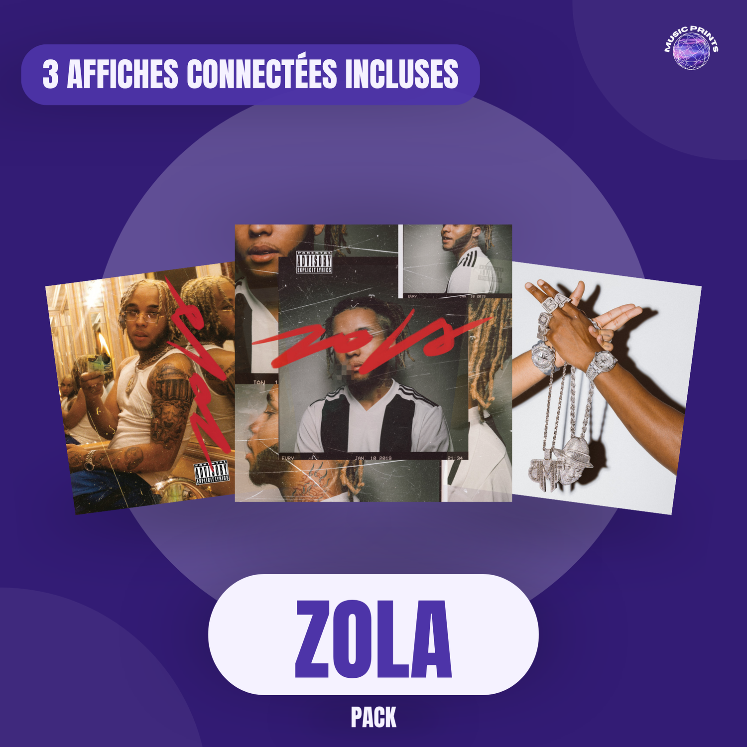 PACK Zola - 3 affiches connectées Music prints poster connecté