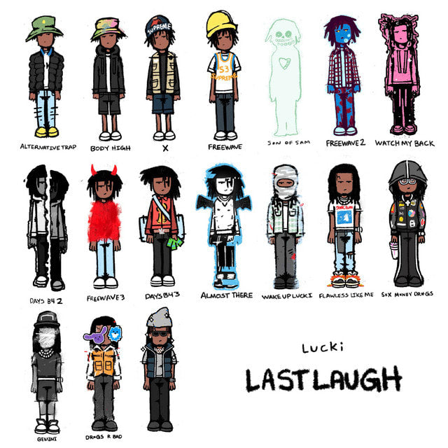 Affiche de l'album Last Laugh [archive tape] de LUCKI, poster connecté NFC 30 × 30 cm