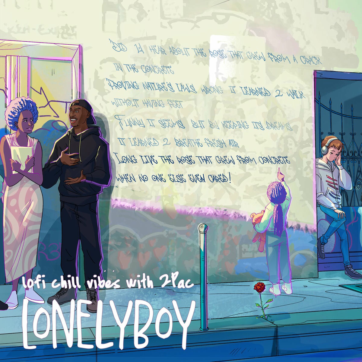Music print | lonelyboy et 2Pac - lofi chill vibes with 2Pac poster connecté