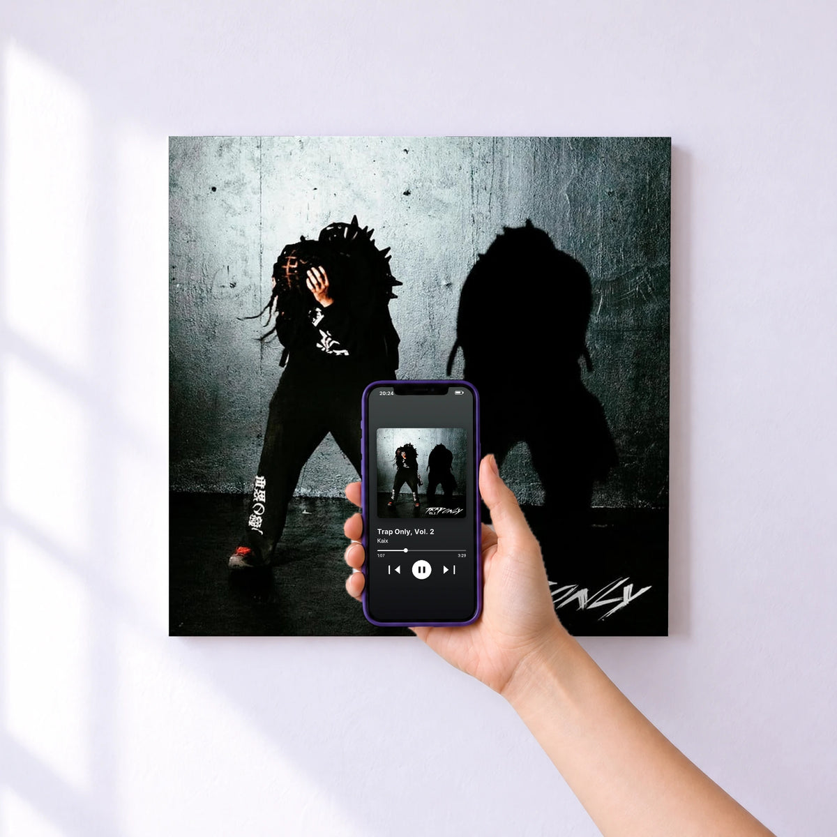 Affiche connectée Trap Only, Vol. 2 de Kaix au mur : l'album se lance en approchant le téléphone