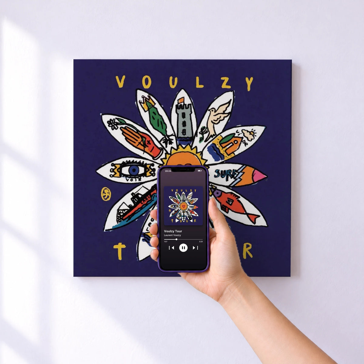 Affiche connectée Voulzy Tour de Laurent Voulzy au mur : l'album se lance en approchant le téléphone