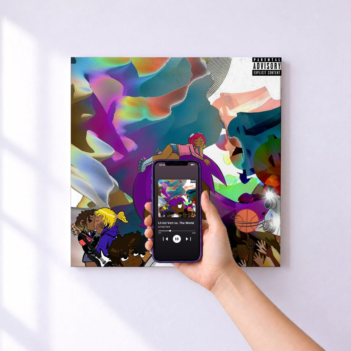Affiche connectée Lil Uzi Vert vs. The World de Lil Uzi Vert au mur : l'album se lance en approchant le téléphone