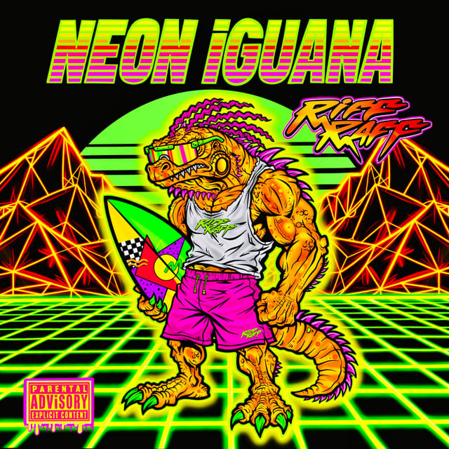 Affiche de l'album NEON iGUANA de Riff Raff, poster connecté NFC 30 × 30 cm