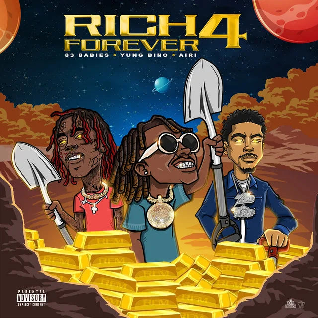 Music print | Rich The Kid & Famous Dex & Jay Critch - Rich Forever 4 poster connecté