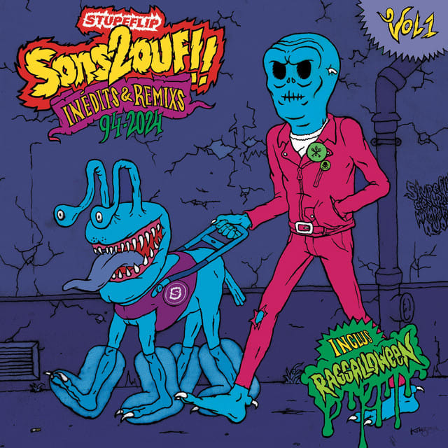 Affiche de l'album Sons2Ouf!! (Inédits et remixs 94-2024) de Stupeflip, poster connecté NFC 30 × 30 cm