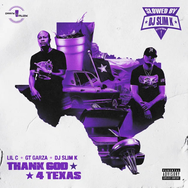 Music print | Lil C & GT Garza & DJ Slim K - Thank God 4 Texas (Slim K Slowdown) poster connecté
